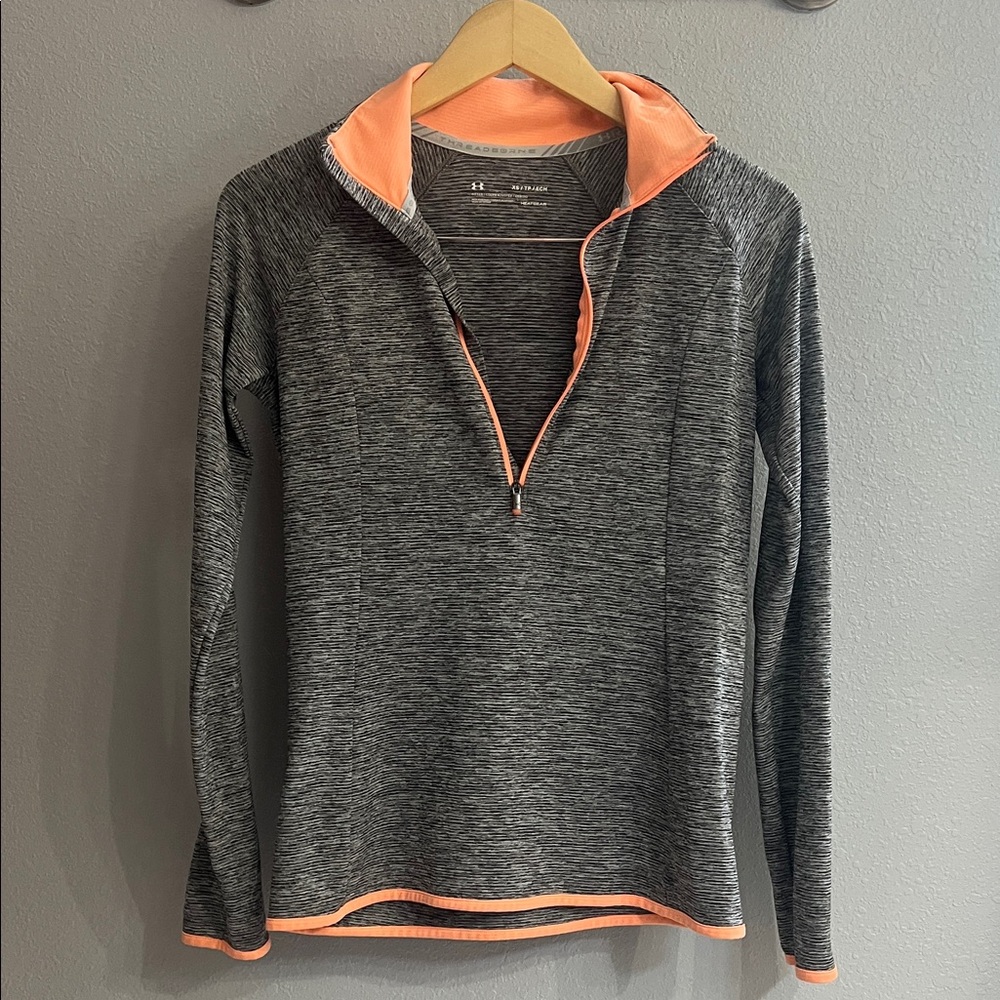 Under Armour Women's Charcoal and Coral Quarter-Zip Sweatshirt